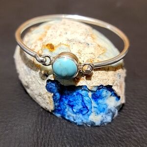 Turquoise Bangle Bracelet Mexico Solid 925